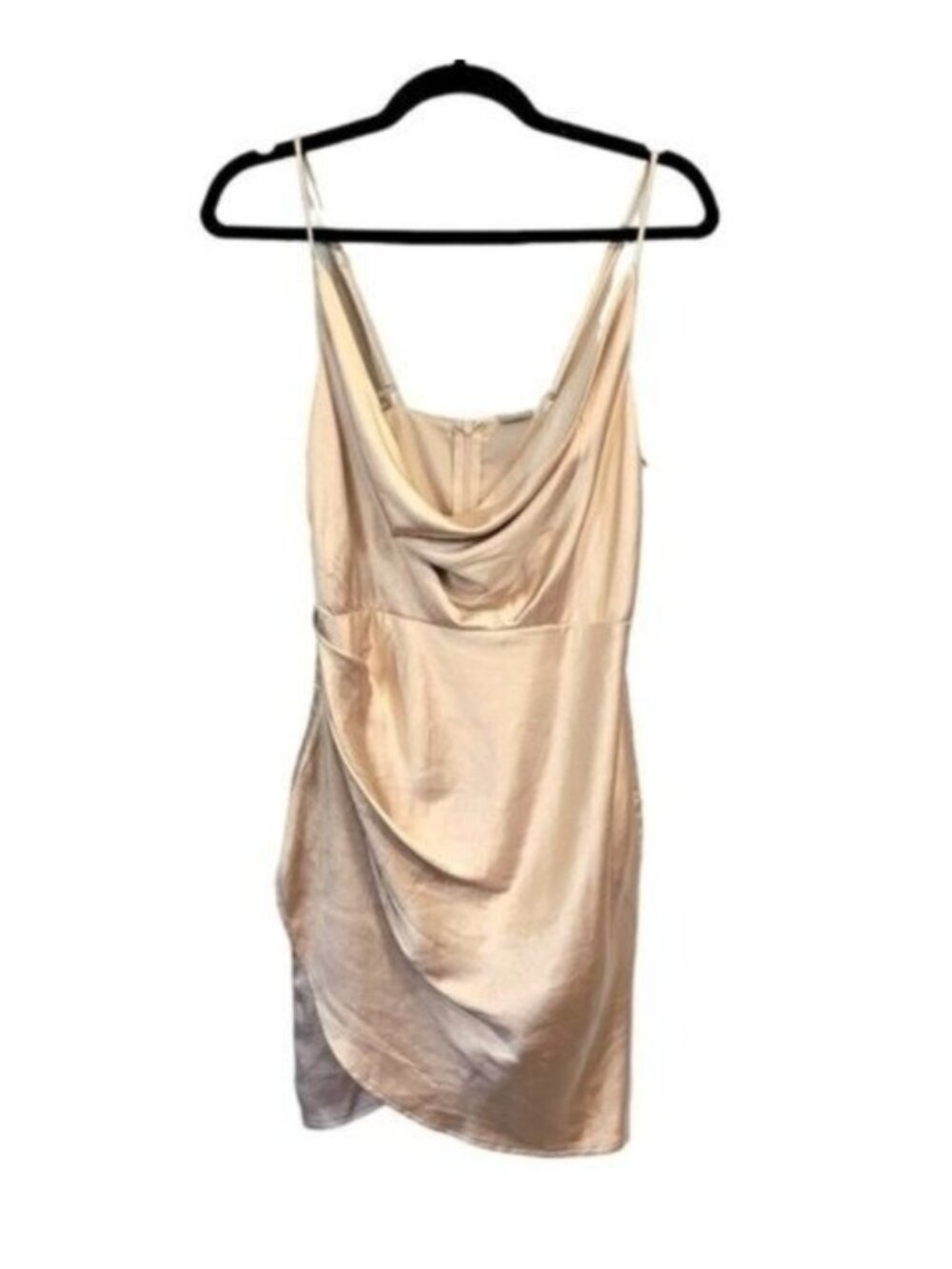 Selfie Leslie | Faux Wrap Satin Mini Dress Champagne